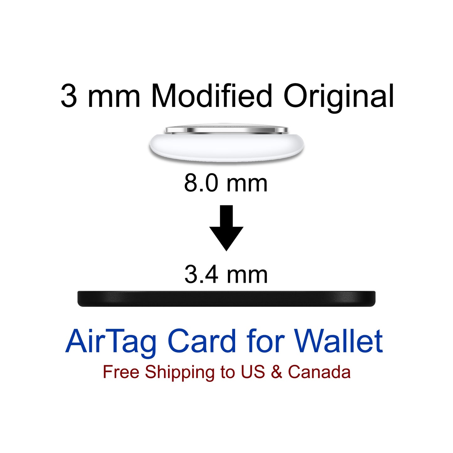 Carte AirTag Apple authentique et fine de 3 mm modifiée pour portefeuille