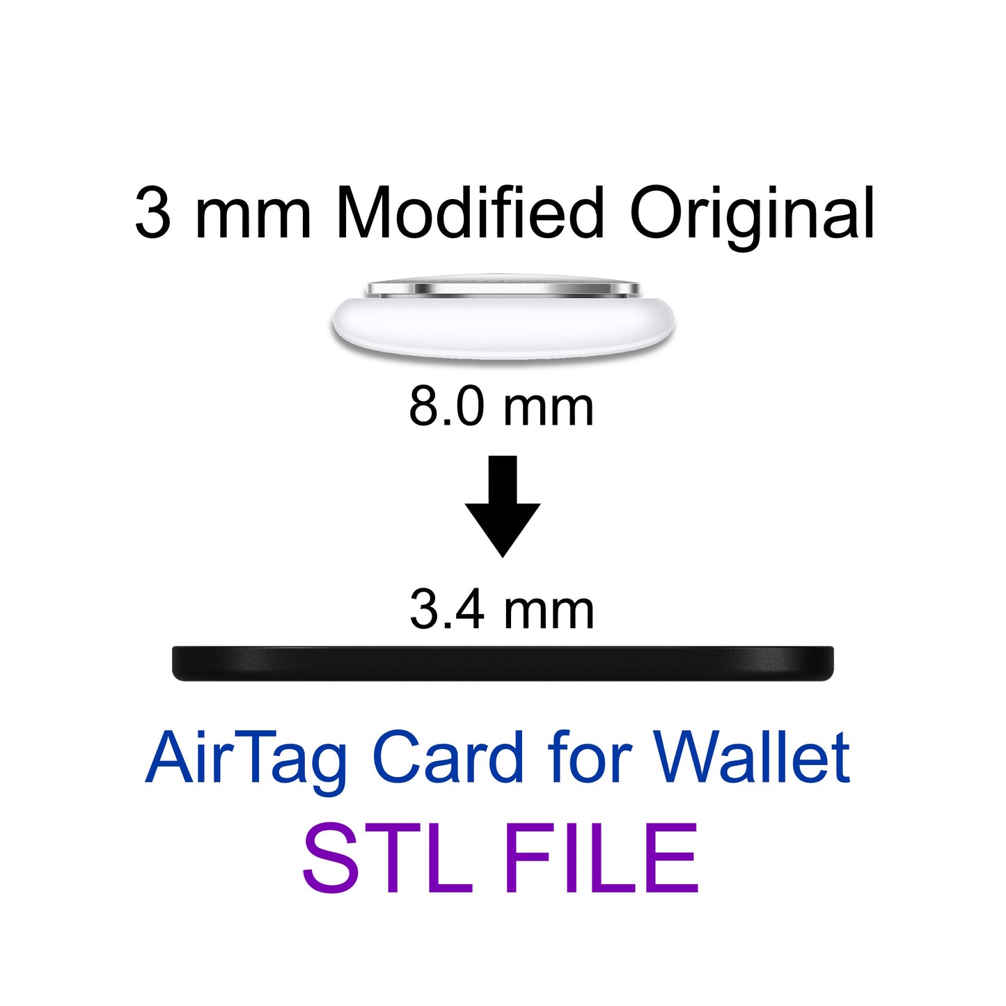 Apple AirTag 3 mm Wallet Card Modification DIY Conversion Kit Digital STL Download