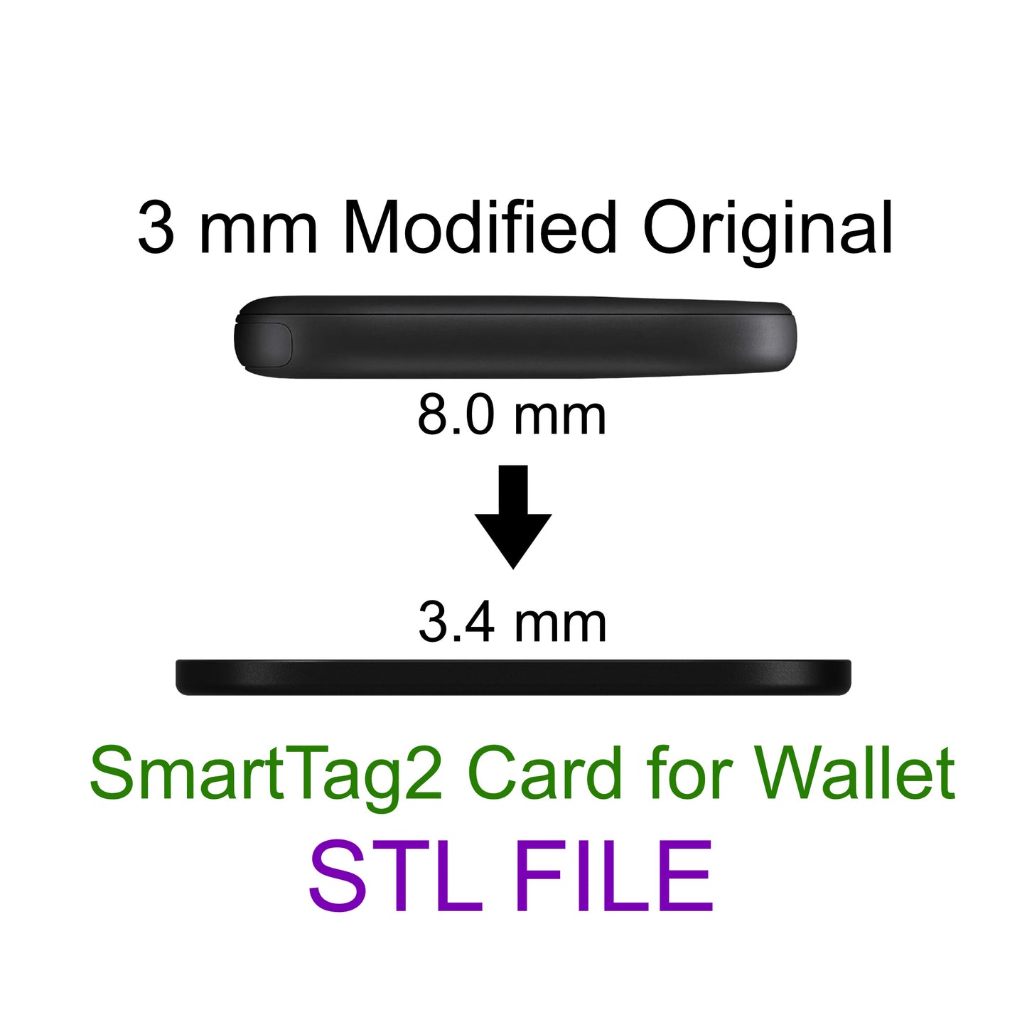 Samsung SmartTag2 3 mm Wallet Card Modification DIY Conversion Kit Digital STL Download