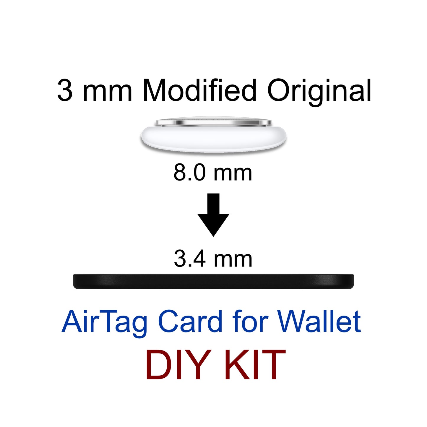 DIY-Umrüstsatz für Apple AirTag 3 mm Wallet Card Modifikation