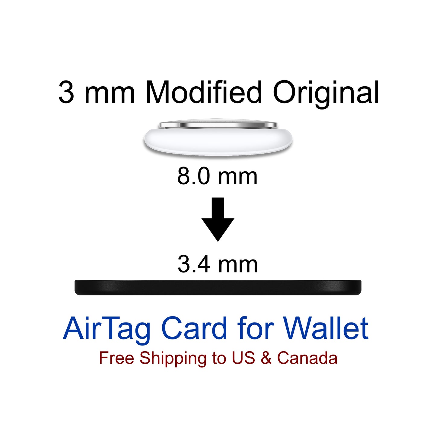 Modifizierte 3 mm schlanke Original Apple AirTag Karte für Wallet