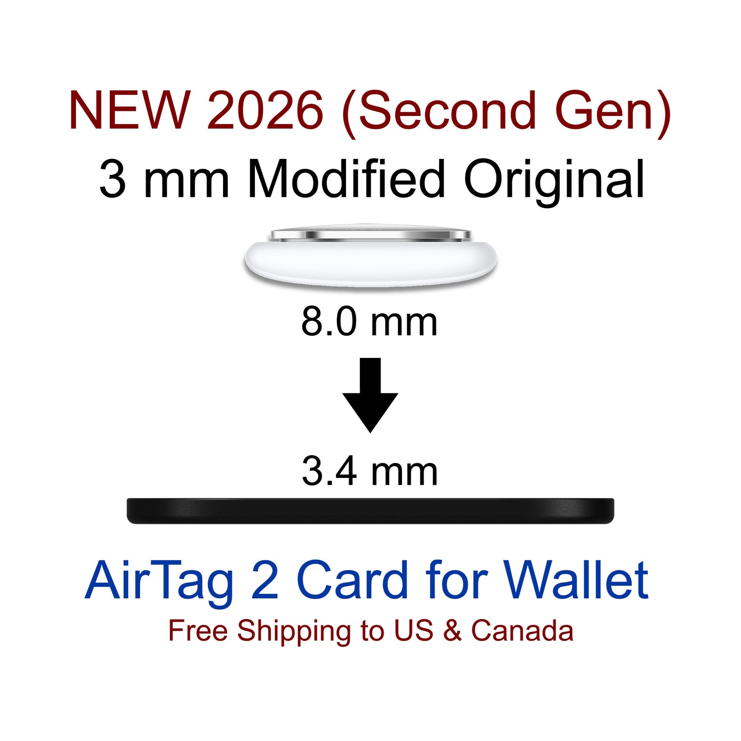 Modifizierte 3 mm schlanke Original Apple AirTag Karte für Wallet