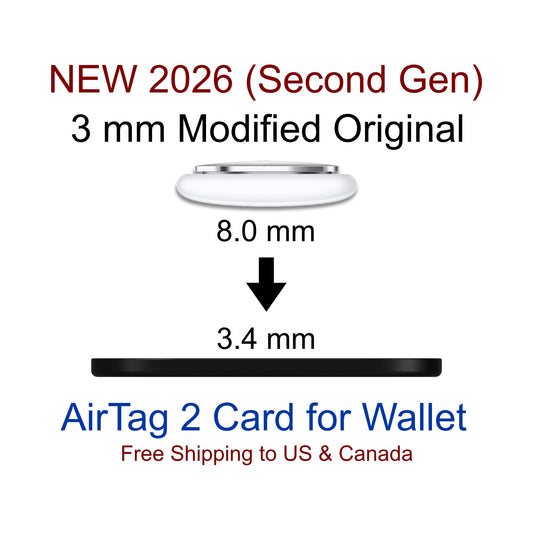 Modified 3 mm Slim Genuine Apple AirTag (2nd Generation) Card for Wallet