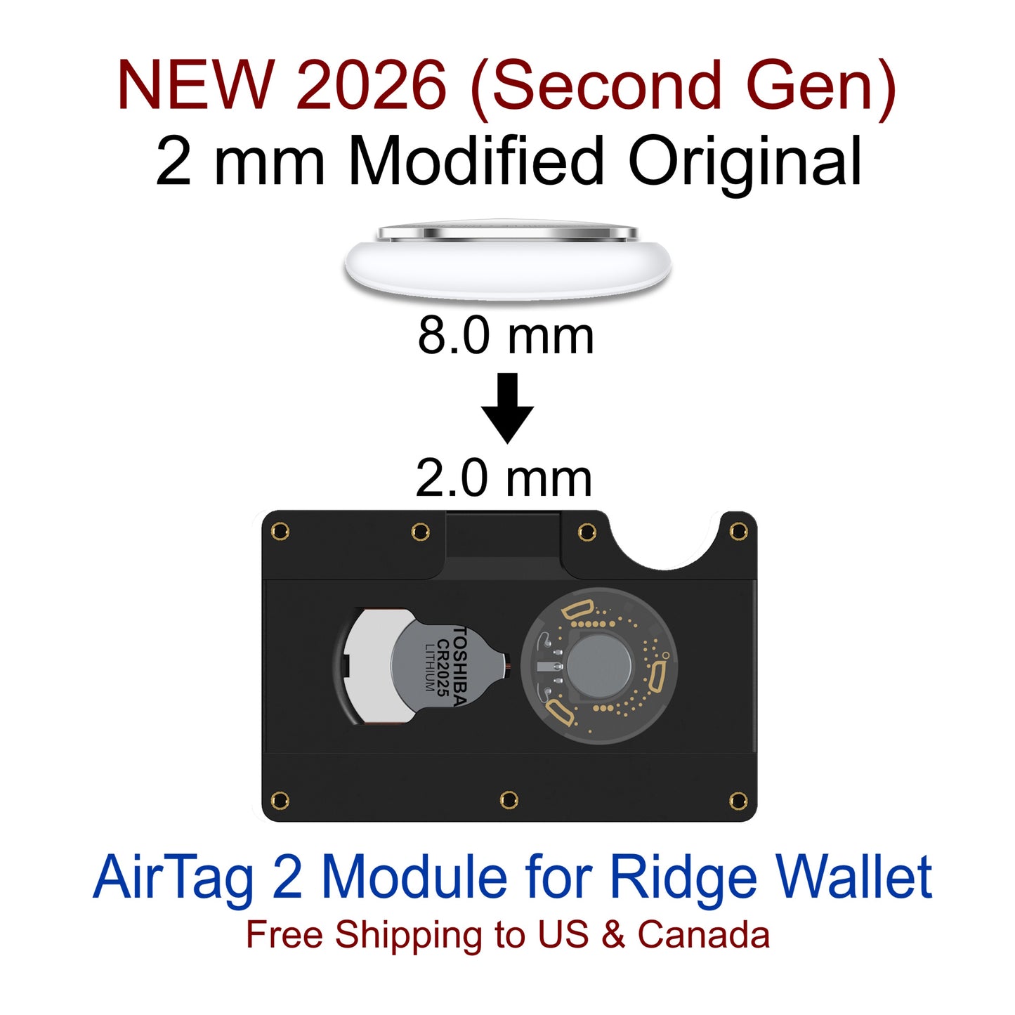 Modifiziertes 2 mm schlankes Apple AirTag Ridge Wallet Seitenpanelmodul