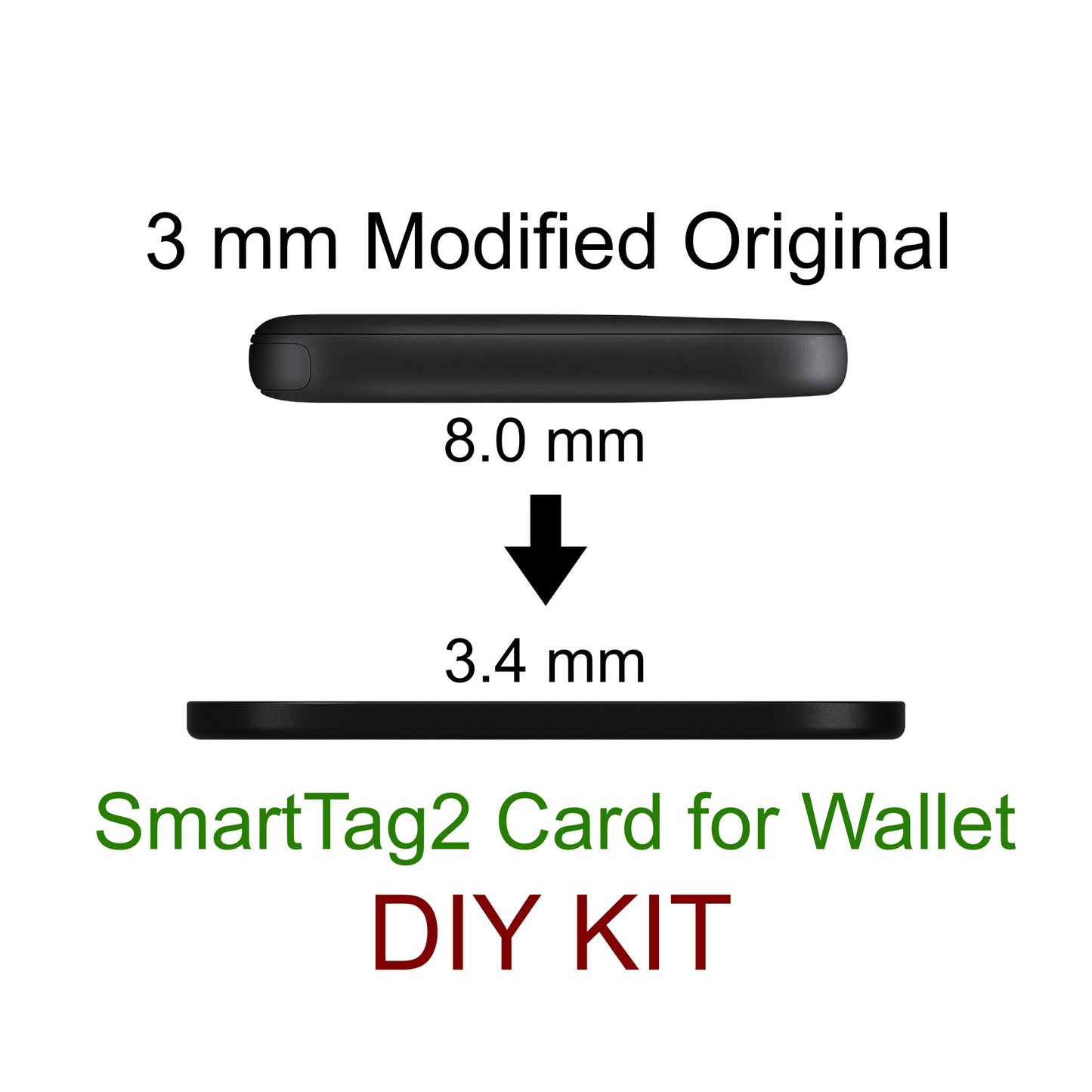 Samsung SmartTag2 3 mm Wallet Card Modification DIY Conversion Kit