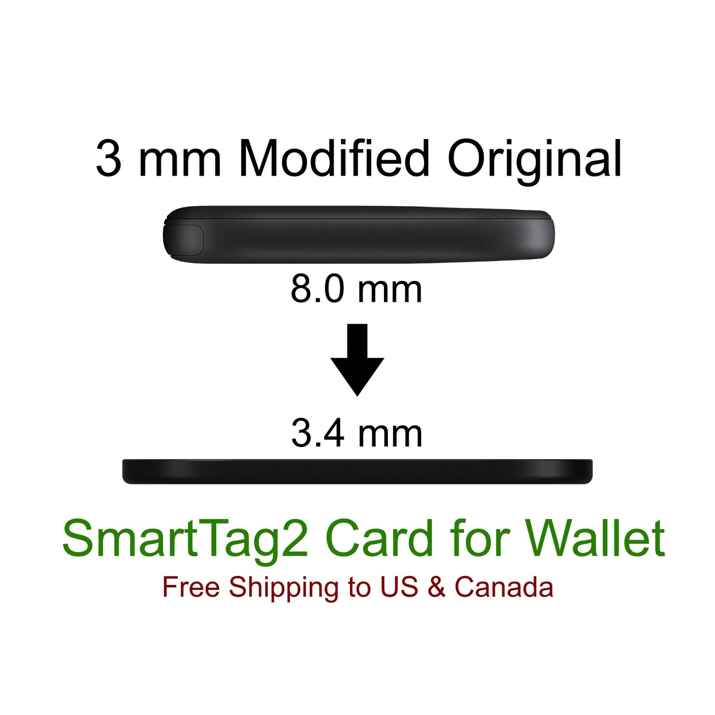 Carte SmartTag2 Samsung Slim 3 mm modifiée pour portefeuille