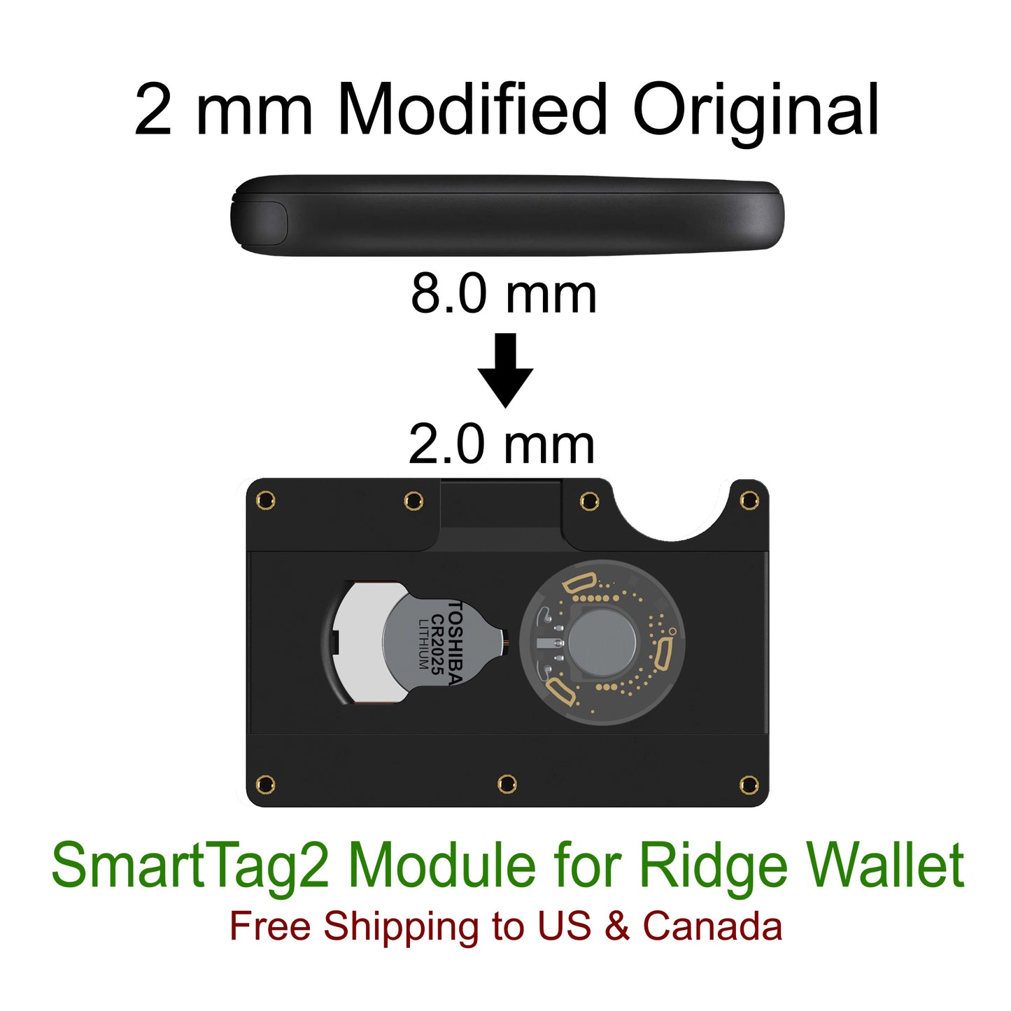 Modified 2 mm Slim Samsung SmartTag2 Ridge Wallet Side Panel Module